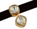 Zamak/SWAROVSKI slider. Square. 13x13mm. Gold. Crystal. Inn.10x2.5mm