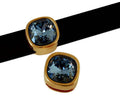 Zamak/SWAROVSKI slider. Square. 13x13mm. Gold. Denim Blue. Inn.10x2.5mm