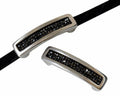 Slider Zamak/SWAROVSKI Ultra fine Rocks. 34x8mm. Silver-METSI. Inn.2x2.5mm