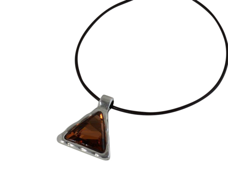 Zamak/SWAROVSKI Pendant. 38x30mm. Silver-Light Smoked Topaz.. Int.5mm