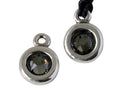 Zamak/SWAROVSKI Pendant. 17x11mm Coin. Silver-Black Diamond. Inn.2mm