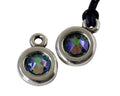 Zamak/SWAROVSKI Pendant. 17x11mm Coin. Silver-Paradise Shine. Inn.2mm