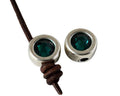 Zamak/SWAROVSKI slider. 12mm Coin. Silver-Emerald. Inn.3mm