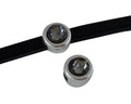 Zamak/SWAROVSKI Slider. 6x4mm. Silver-Black Diamond. Inn.3x2mm
