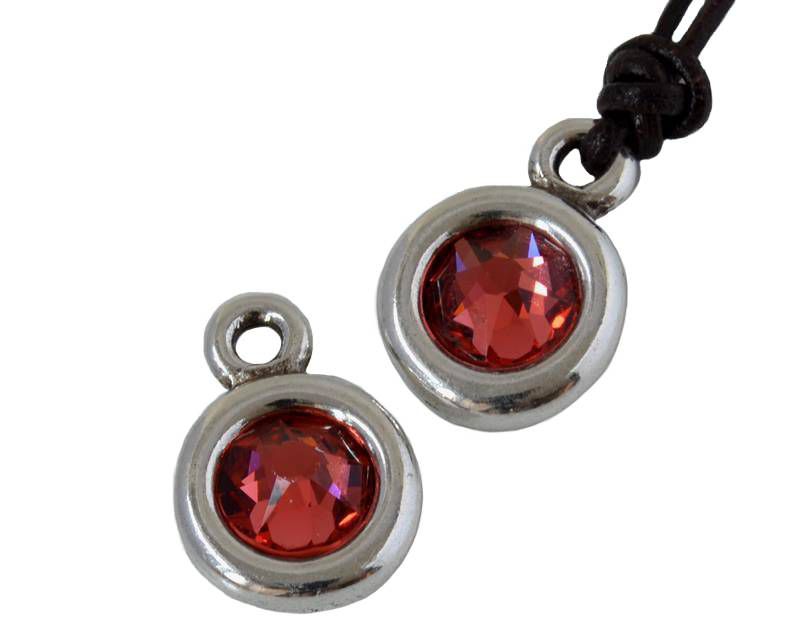 Zamak and SWAROVSKI Pendant. 17x11mm Coin. Silver-Padparadscha. Inn.2mm