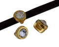 SWAROVSKI and Zamak Slider. 6x4mm coin. Gold-Crystal. Inn.3x2mm