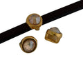 SWAROVSKI and Zamak Slider. 6x4mm coin. Gold-Golden Shadow. Inn.3x2mm