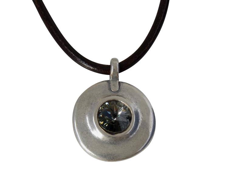 SWAROVSKI Pendant Zamak coin 30mm. Silver-Black Diamond. Inn.5mm