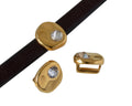 Metal and SWAROVSKI bead Brass slider coin 8.3x8x8mm. Gold-Crystal. Inn.5x2.5mm