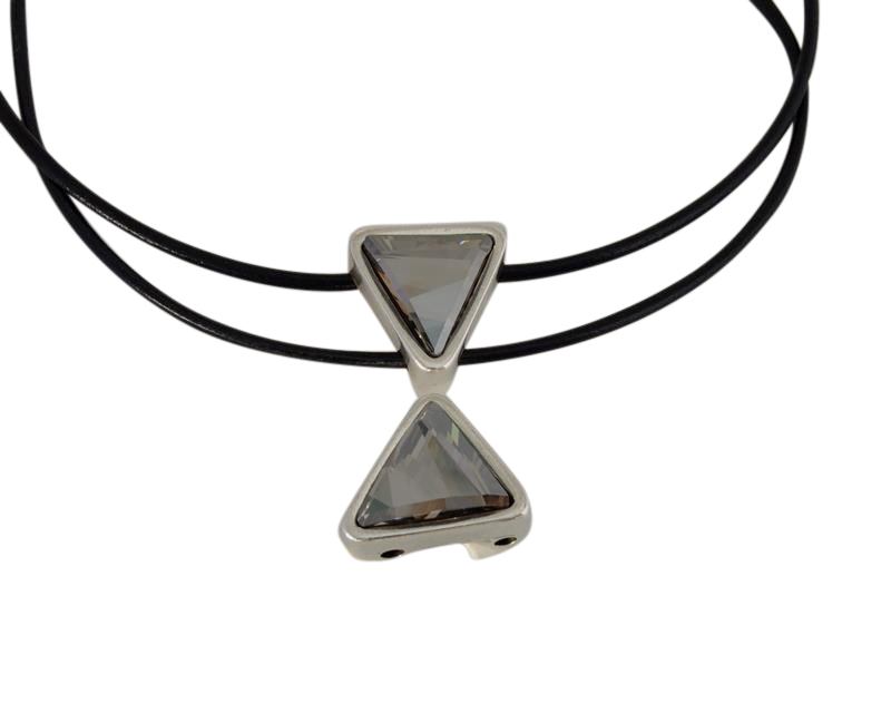 SWAROVSKI and metal slider. 20x20mm triangle. Silver-Satin. Inn.2mm
