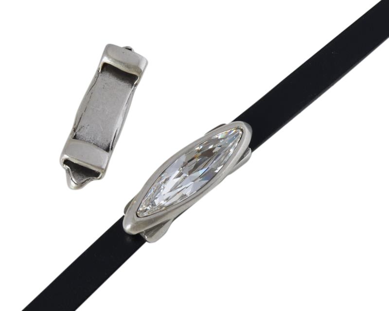 SWAROVSKI and metal slider 43x13mm. Silver-Crystal. Inn.9.8x2.5mm