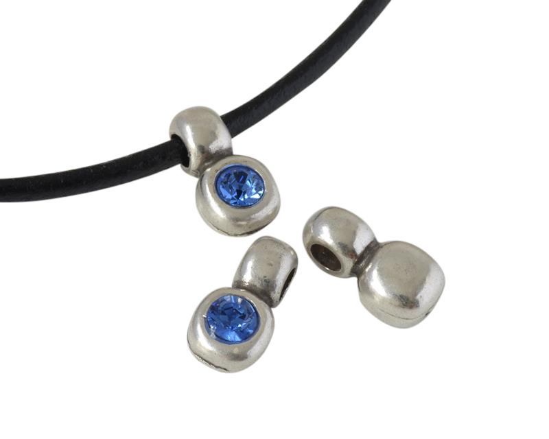 SWAROVSKI and Zamak pendant. 13x7mm. Silver-Sapphire. Inn.3mm