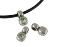 SWAROVSKI and Zamak pendant. 13x7mm. Silver-Peridot. Inn.3mm
