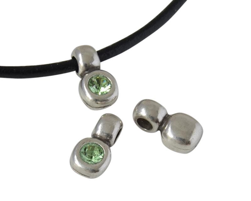 SWAROVSKI and Zamak pendant. 13x7mm. Silver-Peridot. Inn.3mm