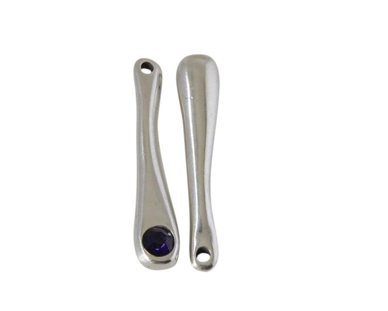 SWAROVSKI and Zamak pendant. 31x6mm. Silver-Purple Velvet. Inn.1.3mm