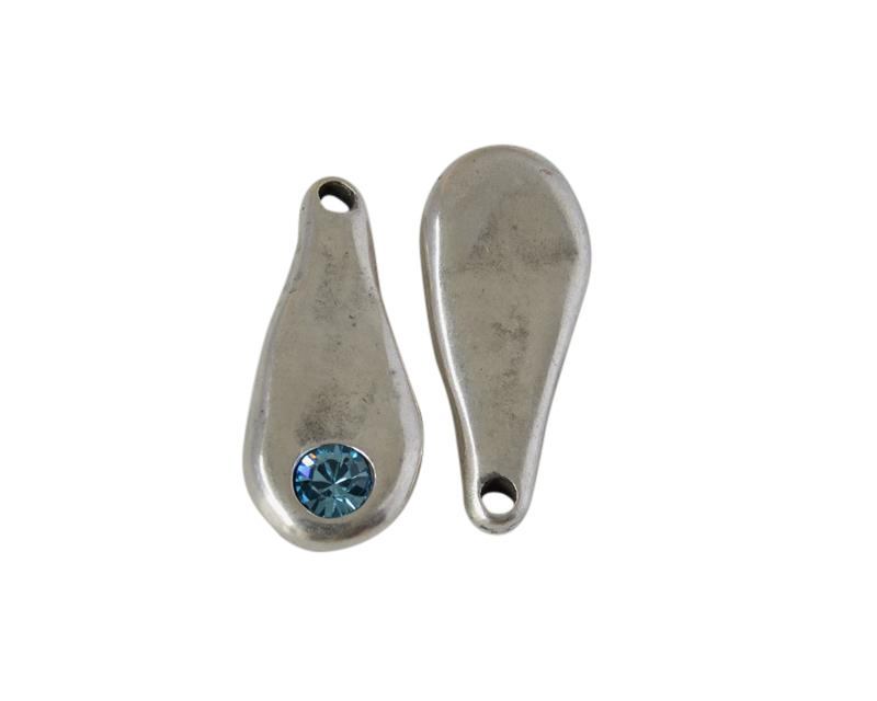 SWAROVSKI and Zamak pendant. 23.5x10mm. Silver-Aguamarine. Inn.1.5mm