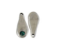 SWAROVSKI and Zamak pendant. 23.5x10mm. Silver-Emerald. Inn.1.5mm