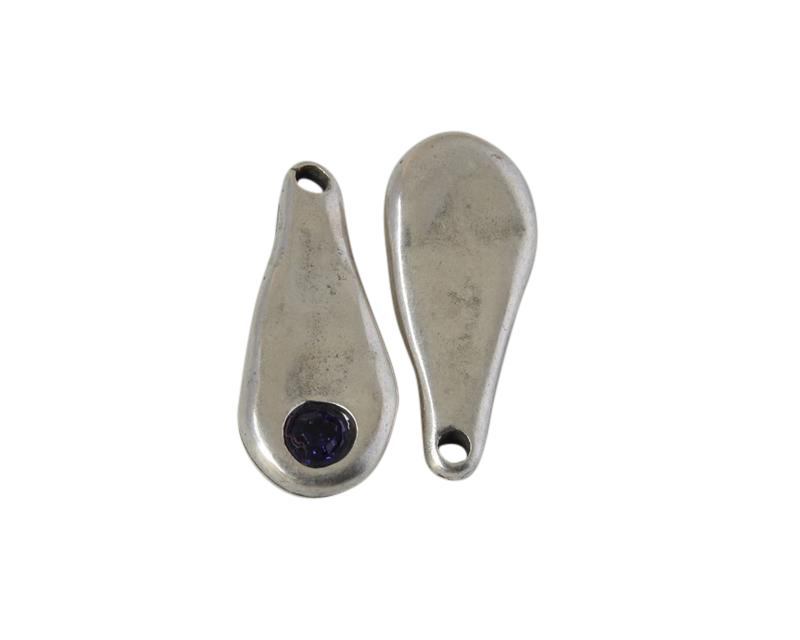 SWAROVSKI and Zamak pendant. 23.5x10mm. Silver-Purple Velvet. Inn.1.5mm