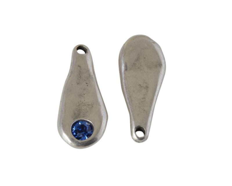 SWAROVSKI and Zamak pendant. 23.5x10mm. Silver-Sapphire. Inn.1.5mm