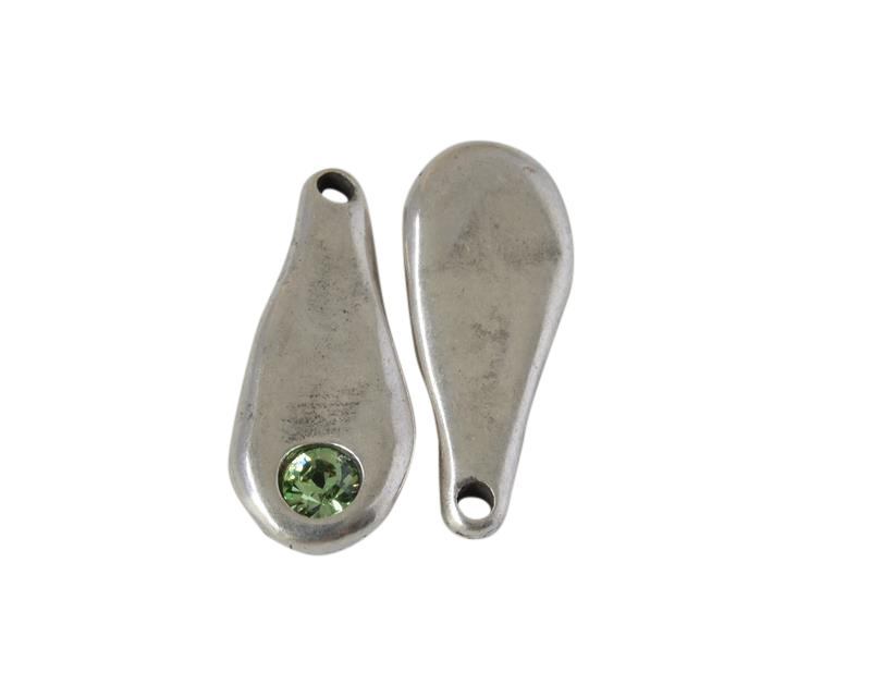 SWAROVSKI and Zamak pendant. 23.5x10mm. Silver-Peridot. Inn.1.5mm