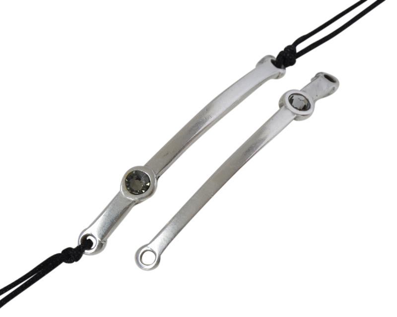SWAROVSKI and Zamak connector. 43x5mm. Silver-Black Diamond. Inn.1.5mm