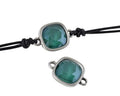 SWAROVSKI and Zamak connector. 13x19mm. Silver-Royal Green. Inn.1.3mm