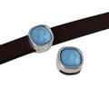 SWAROVSKI and Zamak slider. 13x13mm. Silver-Summer Blue. Inn.10x2.5mm