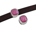 SWAROVSKI and Zamak slider. 13x13mm. Silver-Peony Pink. Inn.10x2.5mm