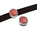 SWAROVSKI and Zamak slider. 13x13mm. Silver-Light Coral. Inn.10x2.5mm