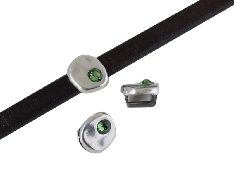 SWAROVSKI and Zamak Slider. Coin 8.3x8x8mm. Erinite. Inn.5x2.5mm