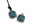 SWAROVSKI and metal pendant. 13x13mm. Silver-Royal Green. Inn.2mm