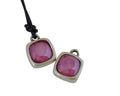 SWAROVSKI and metal pendant. 13x13mm. Silver-Peony Pink. Inn.2mm
