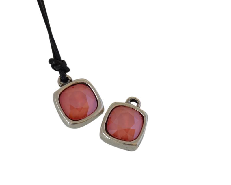 SWAROVSKI and metal pendant. 13x13mm. Silver-Light Coral. Inn.2mm