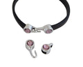 SWAROVSKI clasp with end cap. 2 pieces set 6x15mm-6x11mm. Silver-AntiquePink. Inn.5x2mm