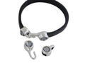 SWAROVSKI clasp with end cap. 2 pieces set 6x15mm-6x11mm. Silver-Silvernight. Inn.5x2mm