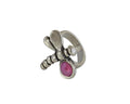 SWAROVSKI and Zamak Dragonfly ring. 25x28mm. Silver-Peony Pink. Inn.3mm