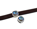 SWAROVSKI and Zamak slider. 13x13mm Square. Silver-ArmyGreen. Inn.3mm
