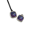 SWAROVSKI and metal pendant. 13x13mm. Silver-Burgundy Delite. Inn.2mm