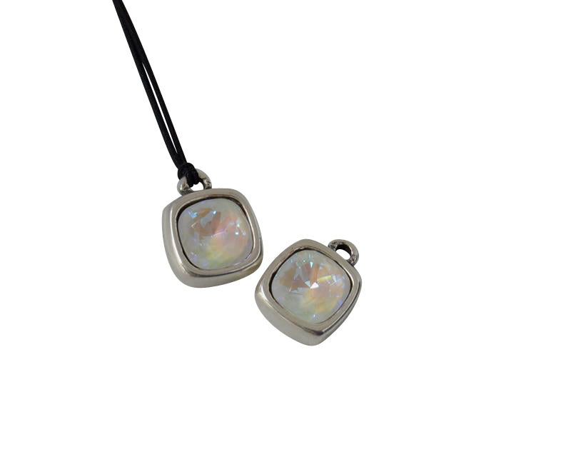 SWAROVSKI and metal pendant. 13x13mm. Silver-Light Grey Delite. Inn.2mm