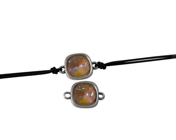 SWAROVSKI and metal connector. 13x19mm. Silver-Ochre Delite. Inn.1.3mm