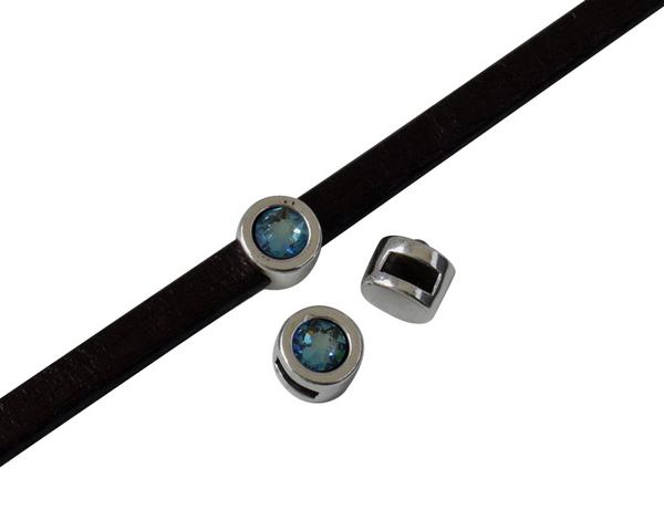 SWAROVSKI and Zamak Slider. 8mm coin. Silver-ArmyGreen. Inn.5x2mm