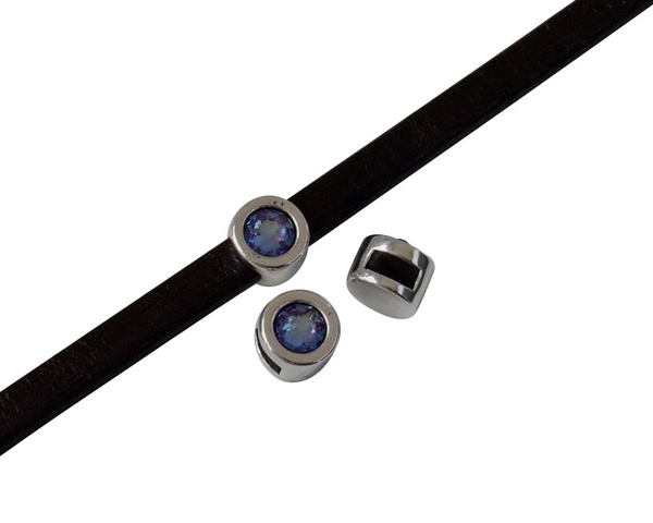 SWAROVSKI and Zamak Slider. 8mm coin. Silver-Burgundy Delite. Inn.5x2mm