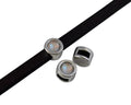 SWAROVSKI and Zamak Slider. 8mm coin. Silver-Light Grey Delite. Inn.5x2mm