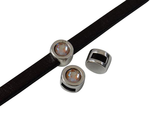 SWAROVSKI and Zamak Slider. 8mm coin. Silver-Ochre Delite. Inn.5x2mm