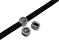 SWAROVSKI and Zamak Slider. 8mm coin. Silver-Peridot Shimmer. Inn.5x2mm