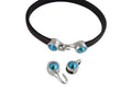 SWAROVSKI clasp with end cap. 2 pieces set 6x15mm-6x11mm. Silver-Blue Zircon Shimmer. Inn.5x2mm