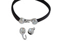 SWAROVSKI clasp with end cap. 2 pieces set 6x15mm-6x11mm. Silver-Light Grey Delite. Inn.5x2mm
