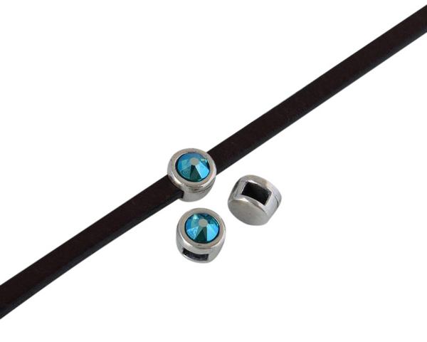 SWAROVSKI and Zamak Slider. 6x4mm. Silver-Blue Zircon Shimmer. Inn.3x2mm