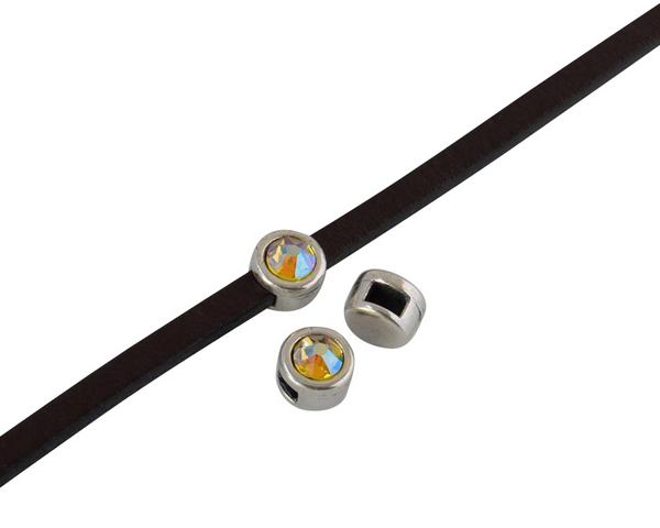 SWAROVSKI and Zamak Slider. 6x4mm. Silver-Citrine Shimmer. Inn.3x2mm