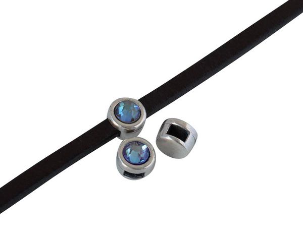 SWAROVSKI and Zamak Slider. 6x4mm. Silver-Burgundy Delite. Inn.3x2mm